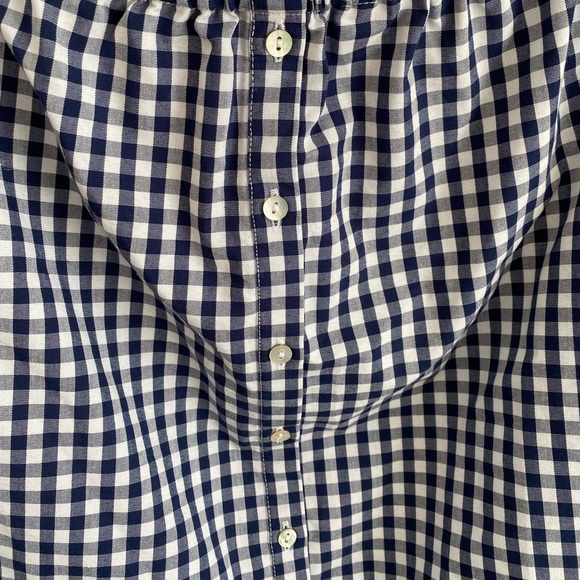 Blue Gingham Off-The-Shoulder Blouse - Picture 4 of 8